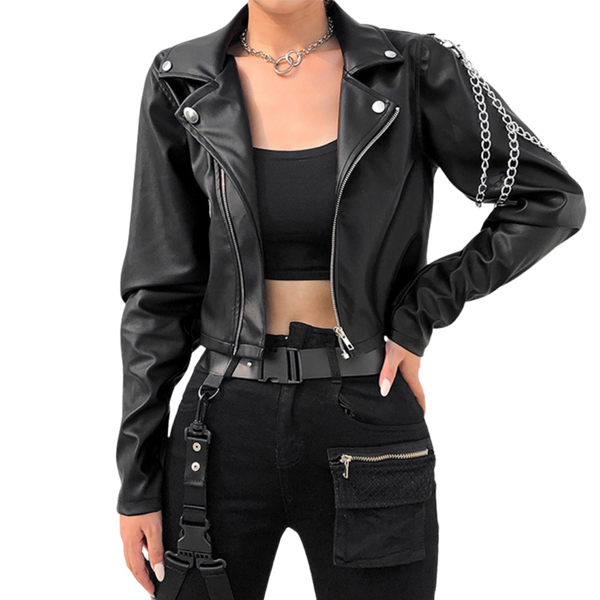 Luxevieras Chain Leather Jacket