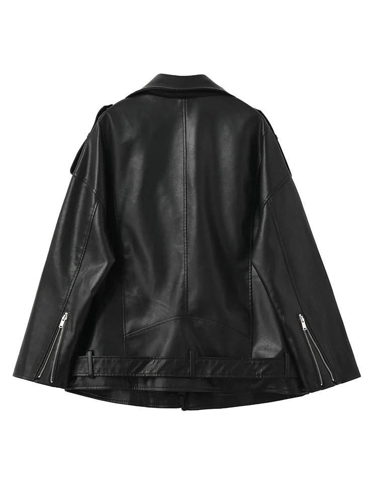 Luxevieras Oversize Deri Ceket - Biker Coat