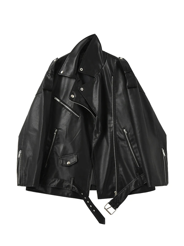 Luxevieras Oversize Deri Ceket - Biker Coat