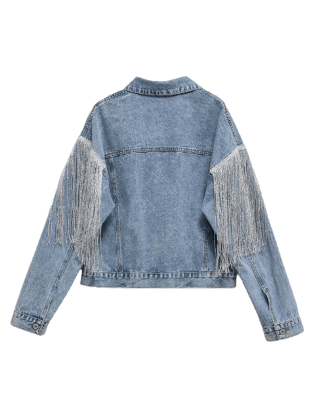 Luxevieras Fringe Chic Denim Jacket