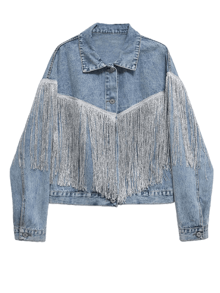 Luxevieras Fringe Chic Denim Jacket