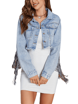 Luxevieras Backstage Fringe Denim Jacket